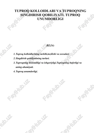 tuproq kolloidlari va tuproqning singdirish qobiliyati — DOC