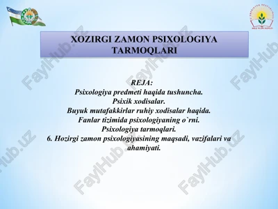 hozirgi zamon psixologiyasi — PPT