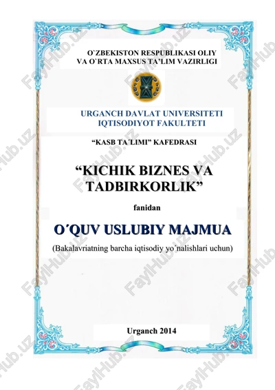 "kichik biznes va tadbirkorlik" — DOC