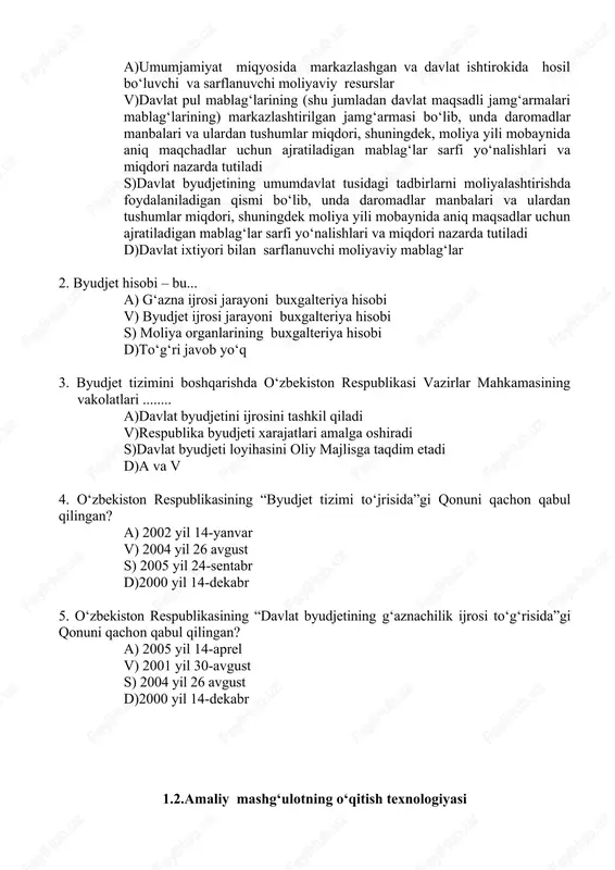 moliyalashtirish, g‘azna ijrosi, g‘azna hisobi tushunchalarining mazmuni va o‘zaro bog‘liqligini yoriting. “byudjet” tushunchasiga klaster tuzing. 2- guruh. davlat byudjetining g‘azana ijrosi buxgalteriya hisobi? g‘azna ijrosi sharoitida byudjet hisobining o‘ziga hos xususiyatlari? “byudjet hisobi”tushunchasiga klaster tuzing. 3- guruh. byudjet hisobini tashkil qilishning uslubiyotini yoriting. “byudjetdan moliyalashtirish” tushunchasiga klaster tuzing. 4- guruh. byudjet hisobining vazifalari. “byudjet hisobining tamoyillari” tushunchasiga klaster tuzing 2-ilova “insert usuli” insert – samarali o‘qish va fikrlash uchun belgilashning interfaol tizimi hisoblanib, mustaqil o‘qib-o‘rganishda yordam beradi. bunda ma’ruza mavzulari, kitob va boshqa materiallar oldindan talabaga vazifa qilib beriladi. uni o‘qib chiqib, «v; +; -; ?» belgilari orqali o‘z fikrini ifodalaydi. matnni belgilash tizimi (v) – men bilgan narsani tasdiqlaydi. (+) – yangi ma’lumot. (-) – men bilgan narsaga zid. (?) – meni o‘ylantirdi. bu borada menga qo‘shimcha ma’lumot zarur. insert jadvali tushunchalar v + - ? byudjet byudjet hisobi moliyalashtirish g‘azna ijrosi byudjet tizimi “byudjet hisobi” fanining uslubiy asoslari …