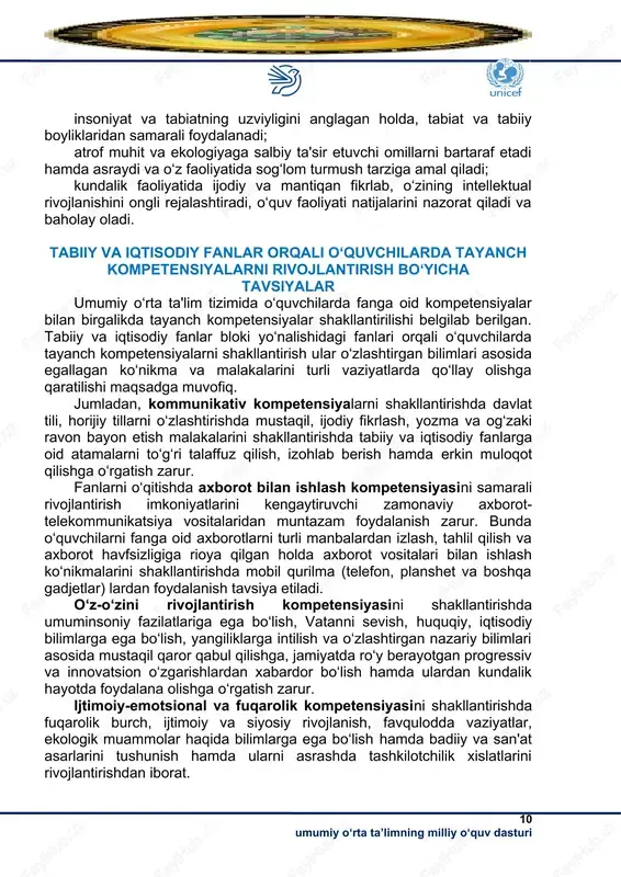etish; o‘quv-tarbiya jarayoni samaradoriligini va natijaviyligini ta’minlashda innovatsion pedagogik va zamonaviy axborot-kommunikatsiya texnologiyalarini tadbiq etish; biologiya fani metodik va moddiy-texnika bazasini mustahkamlash; davlat ta’lim standartlarida ko‘zda tutilgan kompetensiyalarga asoslangan baholash mezonlarini joriy etish. 2-bob. biologiya fanining amaldagi holati va mavjud muammolar umumiy o‘rta ta’lim maktablarida o‘quvchilarga bilim berishning zamonaviy pedagogik innovatsion uslublarini joriy etish o‘zbekiston respublikasi iqtisodiyoti keyingi 10 yil ichida dunyoning taraqqiy etgan mamlakatlar qatoriga kirishi, ya’ni 2030 yilga kelib iqtisodiyotning fan va texnika yo‘nalishi bo‘yicha jahonda yetakchi davlatlardan biriga aylanishiga zamin yaratishda muhim shartlardan hisoblanadi. o‘zbekiston respublikasi prezidenti sh.mirziyoevning oliy majlisga murojaatnomasida taraqqiyotga erishish uchun raqamli bilimlar va zamonaviy axborot texnologiyalarini egallash zarur va shartligi, bu yuksalishning eng qisqa yo‘lidan borish imkoniyatini berishi, bugungi kunda korxonalar raqamli texnologiyalardan mutlaqo yiroqda ekanligi alohida ta’kidlanib, raqamli texnologiyalar nafaqat mahsulot va xizmatlar sifatini oshirishi, shuningdek ortiqcha xarajatlarni kamaytirishi, natijadorlikni oshirishi, bir so‘z bilan aytganda, odamlar turmushini keskin yaxshilash mumkinligi asoslab berildi. …