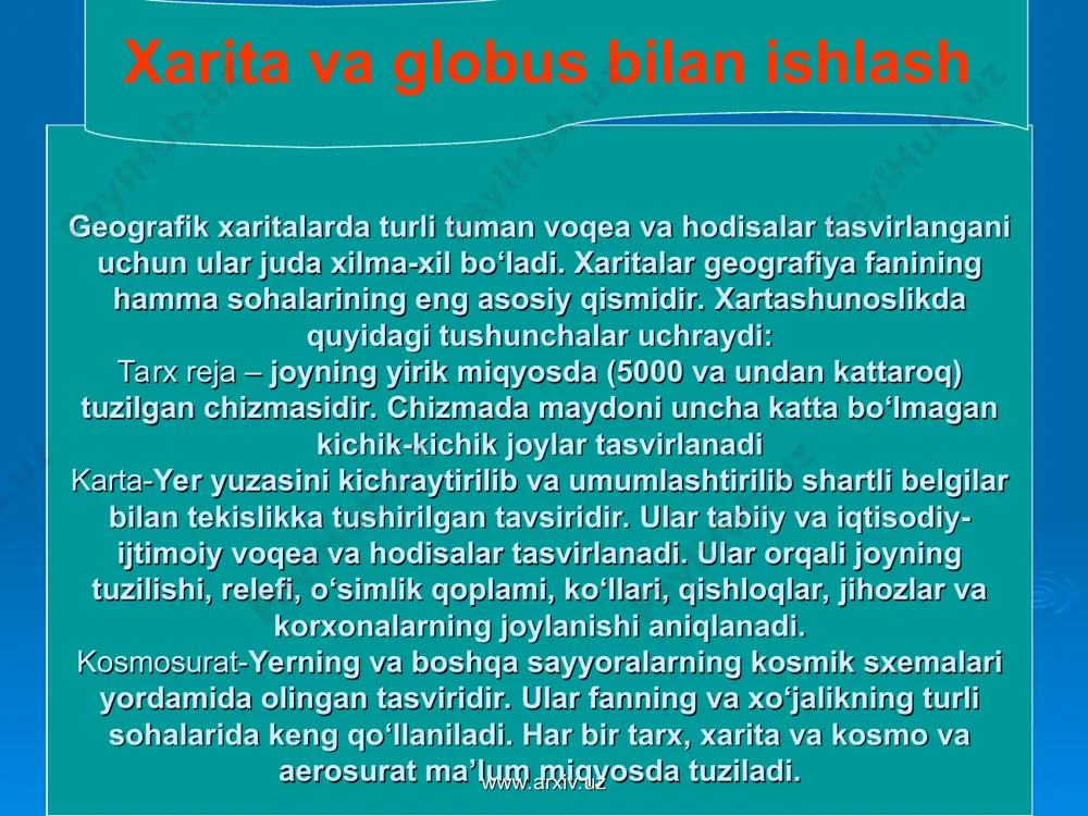 xarita va globus bilan ishlash — PPT