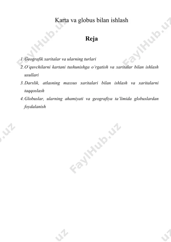 karta va globus bilan ishlash — DOC