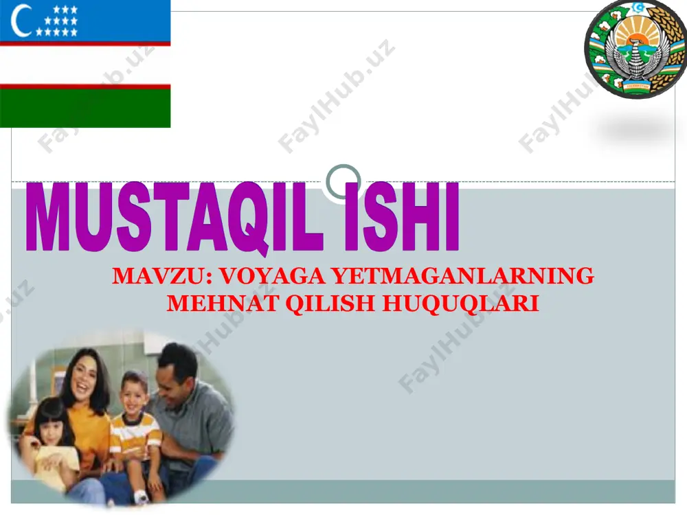 voyaga yetmaganlarning mehnat qilish huquqlari — PPT