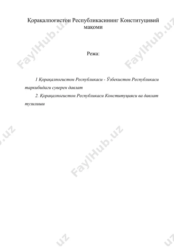 қорақалпоғистон республикасининг конституцивий мақоми ( коракалпогистон макоми ) — DOC