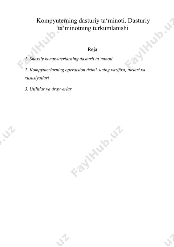 kompyuterning dasturiy ta‘minoti. dasturiy ta‘minotning turkumlanishi — DOC