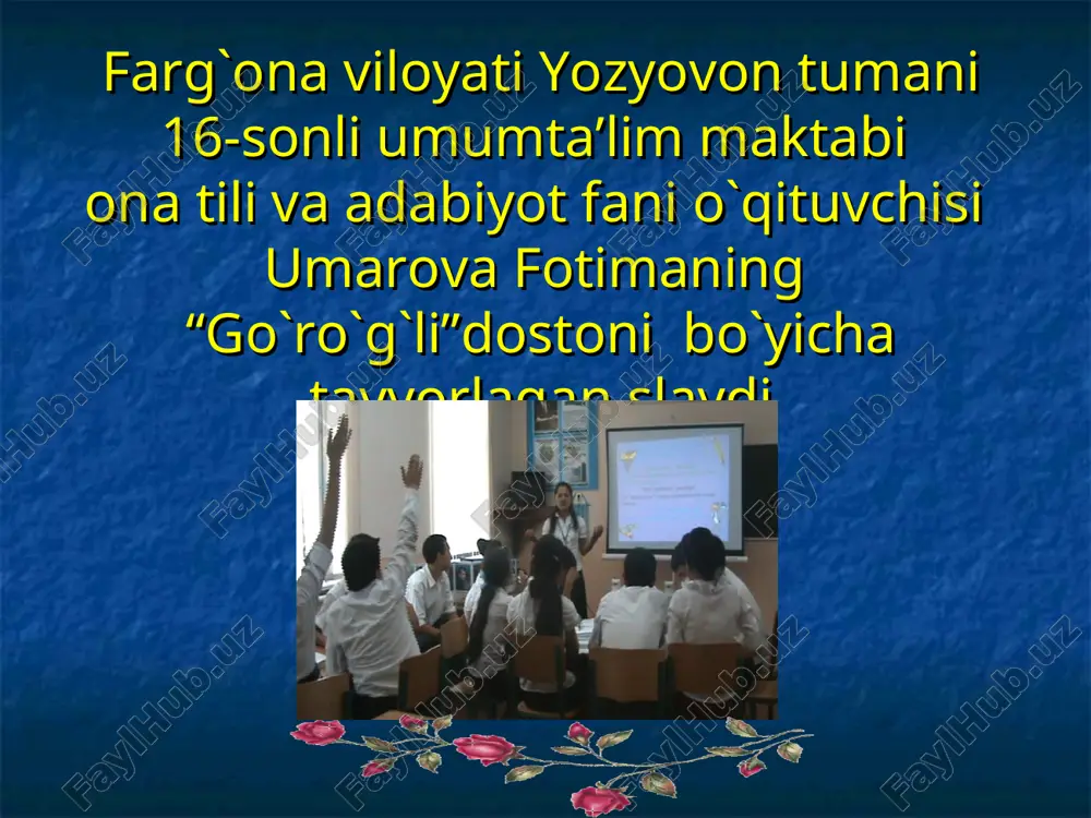 "go'ro'g'li" dostoni bo'yicha slayd — PPT