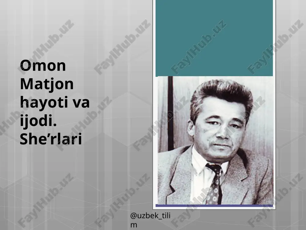 omon matjon hayotiva ijodi. she'r — PPTX