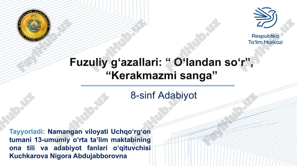 muhammad fuzuliy "beshinchis ortiqcha" metodi — PPTX