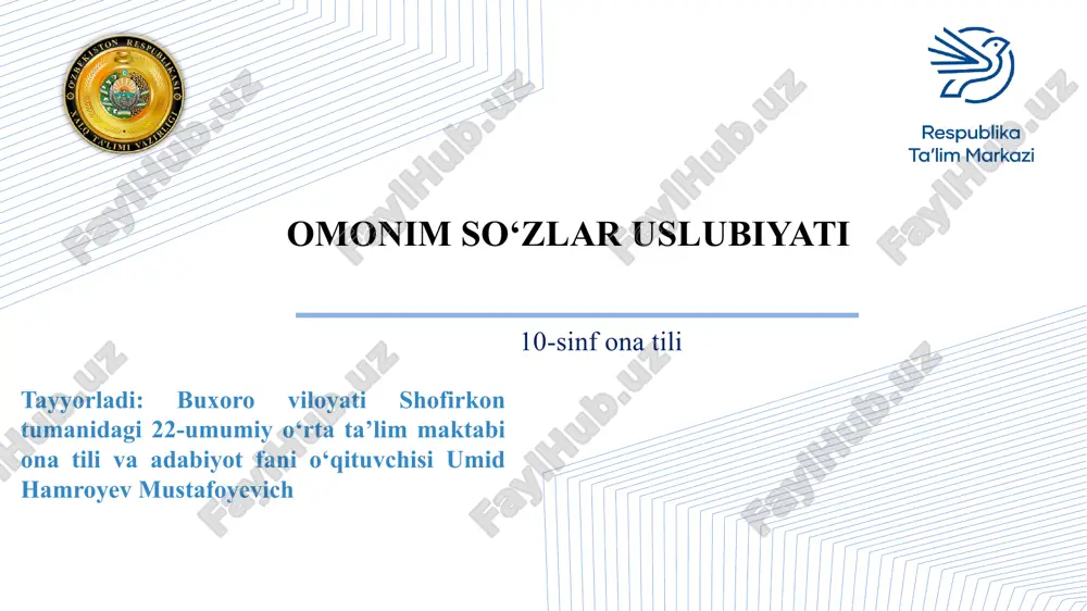 omonim so‘zlar uslubiyati — PPTX