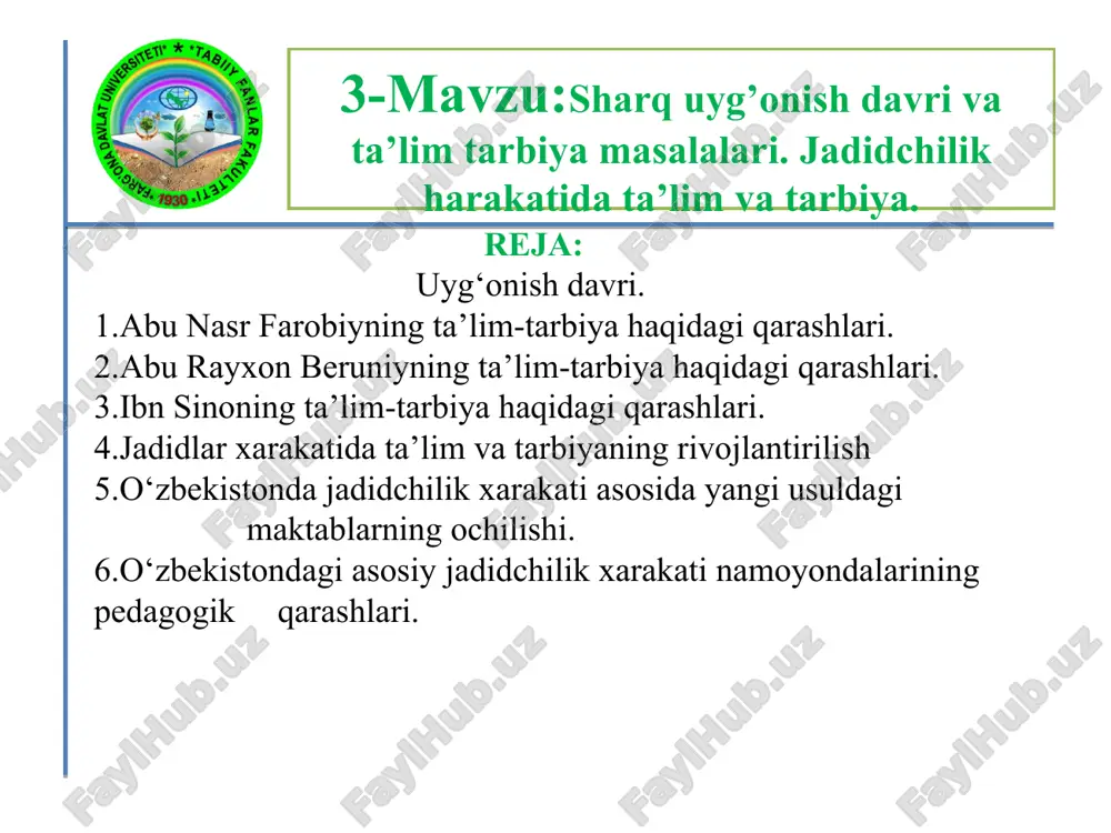 jadidchilik xarakatida ta'lim va tarbiya — PPT