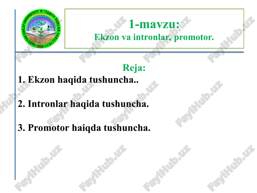 genlar va ularning xususiyatlari — PPT