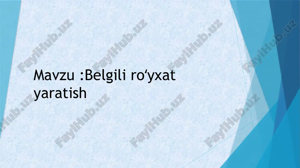 belgili_royxat_yaratish — PPTX