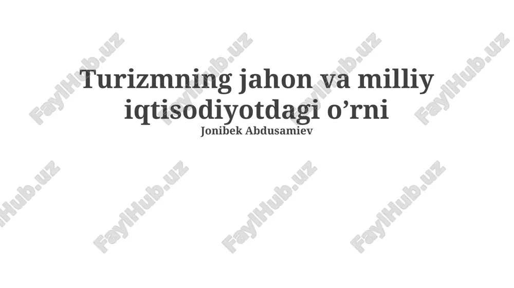 turizm va iqtisodiyot — PPTX