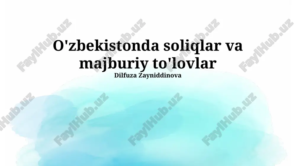 o'zbekistonda soliqlar va majburiy to'lovlar — PPTX