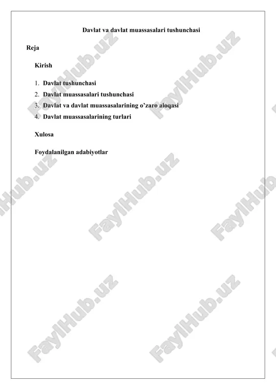 davlat va davlat muassasalari tushunchasi 25 — DOCX