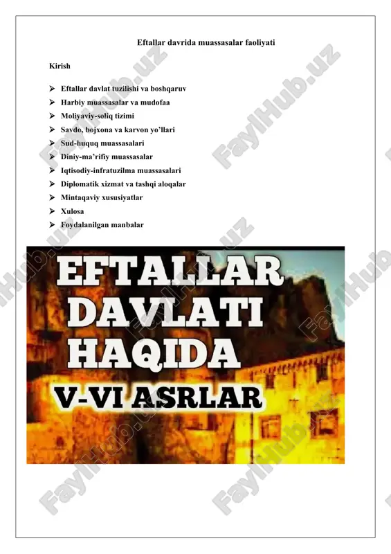 eftallar davrida muassasalar faoliyati 25 — DOCX