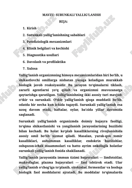 surunkali yallig'lanish — DOCX
