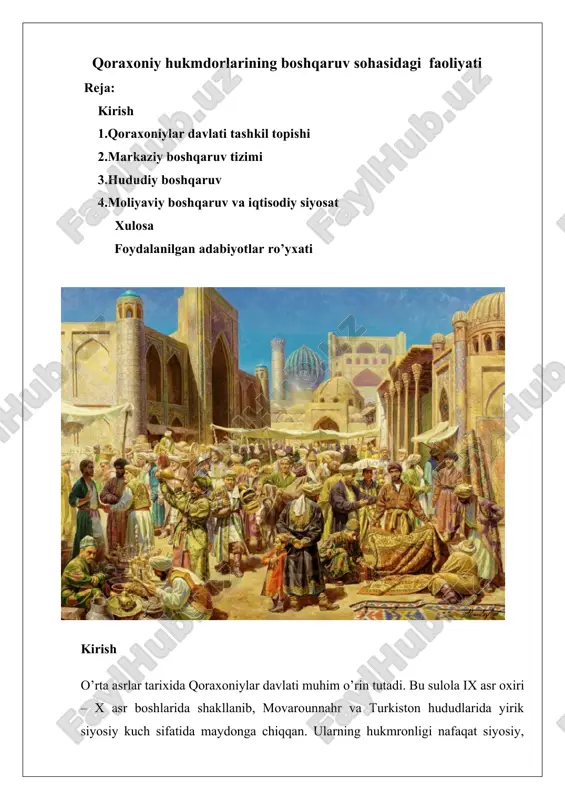 qoraxoniy hukmdorlarning boshqaruv sohasidagi faoliyati 25 — DOCX