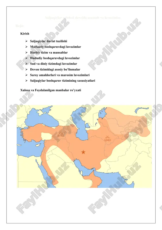saljuqiylar sulolasi davrida mansab va lavozimlar 25 — DOCX