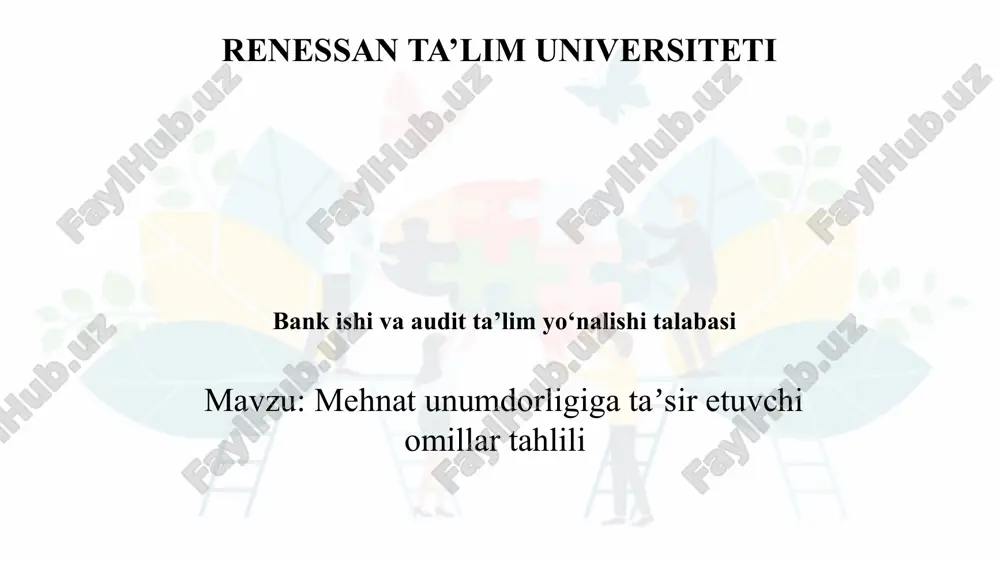 mehmat unumdorligiga ta’sir etuvchi omillar tahlili — PPTX