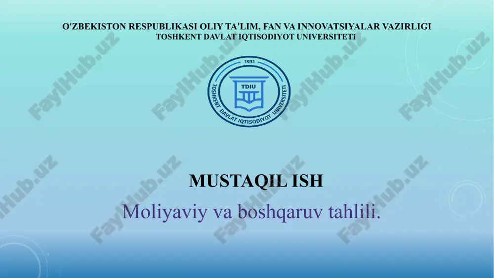 moliyaviy va boshqaruv tahlili — PPTX