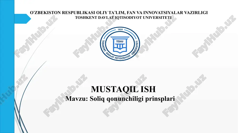 soliq qonunchilik prinsiplari — PPTX