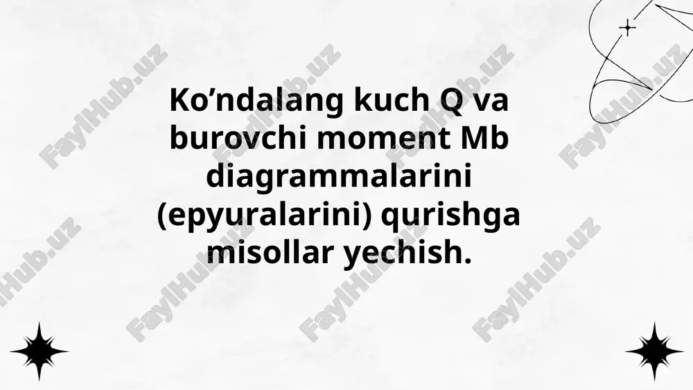 ko’ndalang kuch va burovchi moment diagrammalari(epyuralar) — PPTX