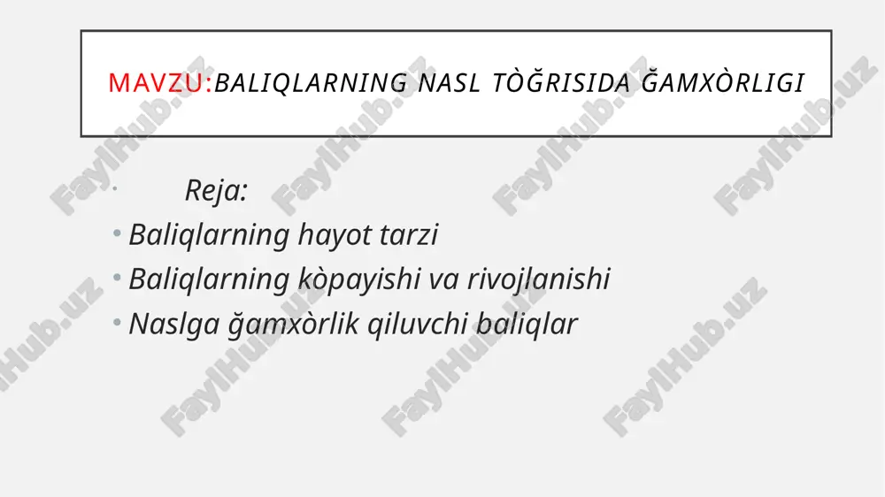 baliqlarning hayot tarzi — PPTX