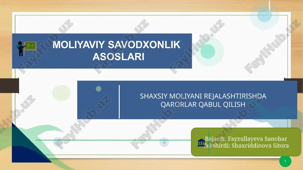 moliyaviy savodxonlik asoslari — PPTX