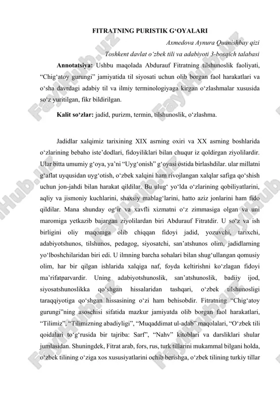 fitratning puristik g‘oyalari — DOCX