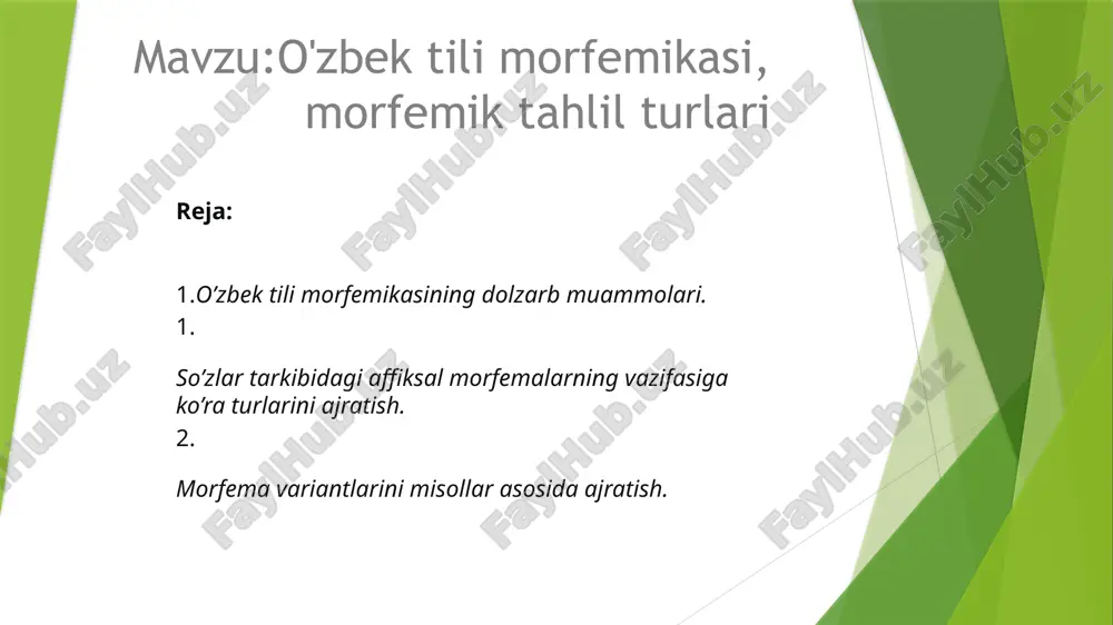 o'zbek tilimorfemikasi — PPTX