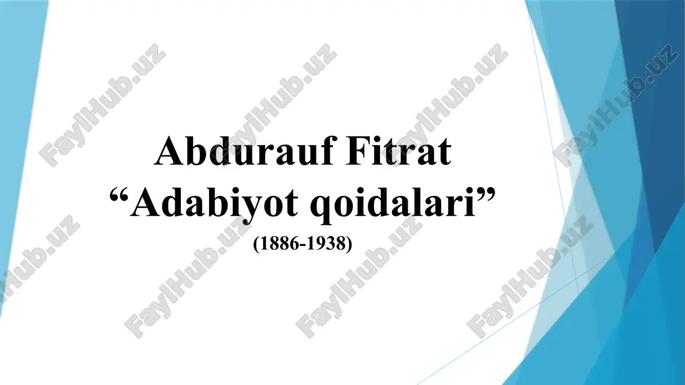 abdurauf fitrat “adabiyot qoidalari” — PPTX