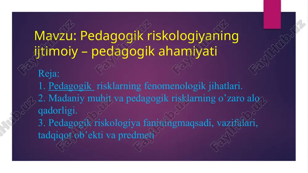 pedagogik riskologiya — PPTX