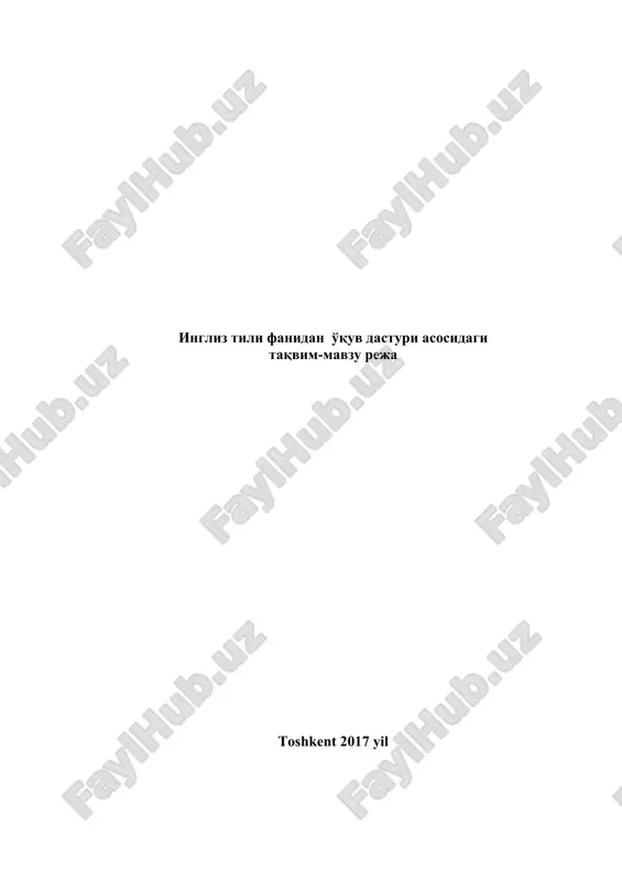 ingliz tilidan yillik taqvim mavzu rejası — DOCX
