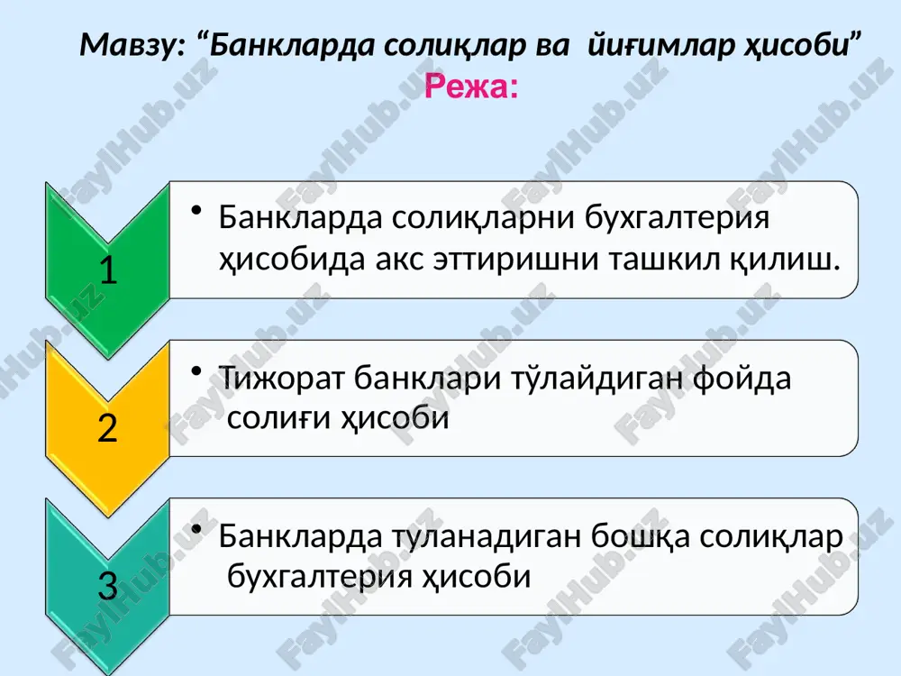 soliqlar va vayi'gimlar hisobi — PPTX