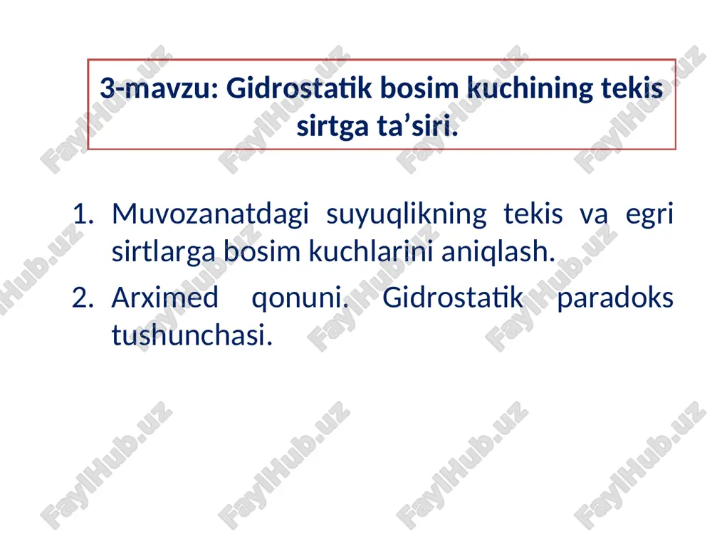 gidrostatik bosim — PPT