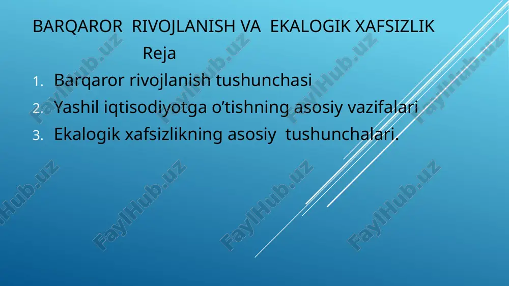 barqaror rivojlanish va ekologik xafsizlik — PPTX
