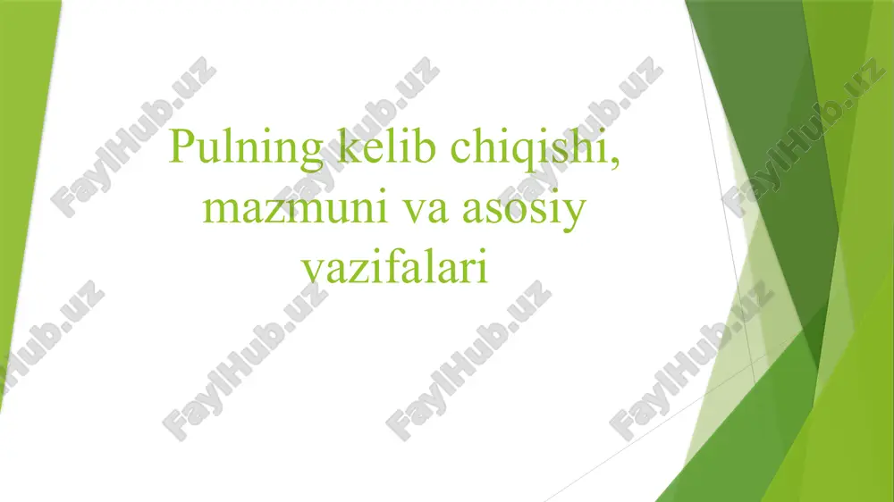 pul va uning iqtisodiy roli — PPTX
