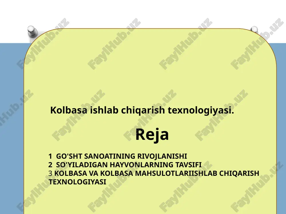 kolbasa ishlab chiqarish texnologiyasi — PPTX