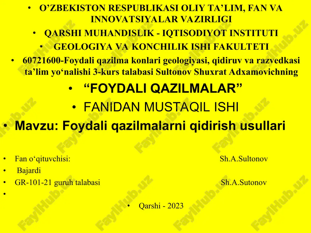 foydali qazilmalar — PPT