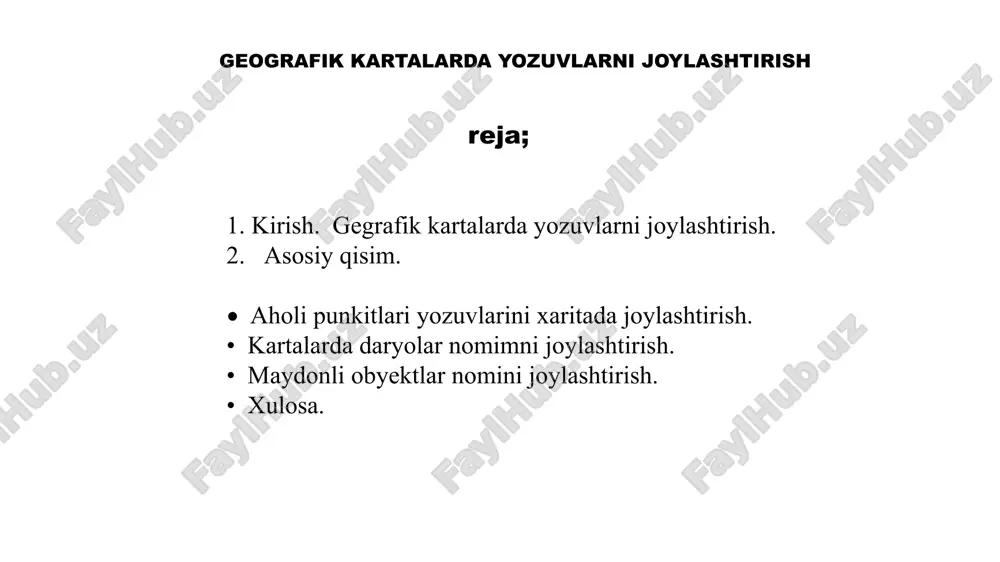 geografik kartalarda yozuvlarni joylashtirish — PPTX