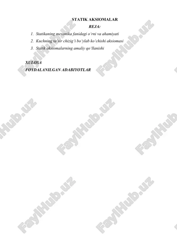 statik aksiomalar — DOCX