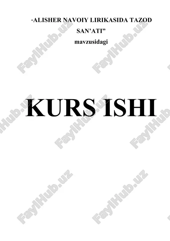 alisher navoiy lirikasida tazod san’ati — DOCX
