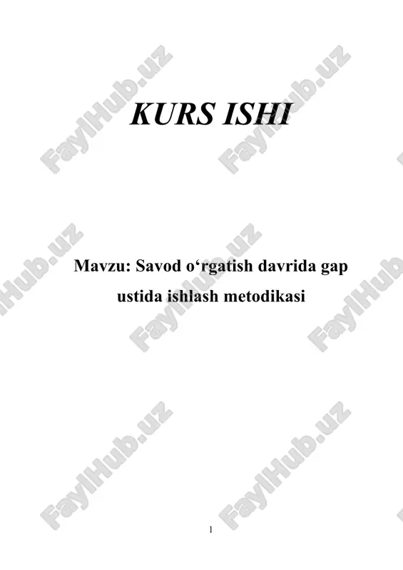 savod o‘rgatish davrida gap ustida ishlash metodikasi — DOCX