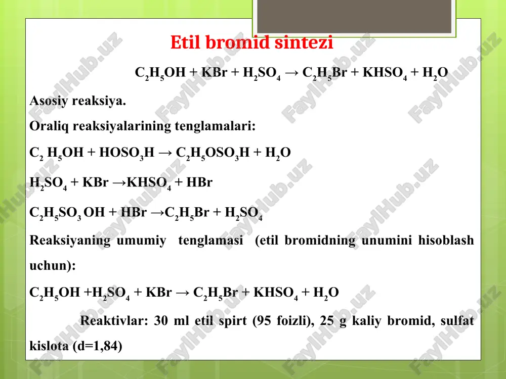 etil bromid sintezi — PPT