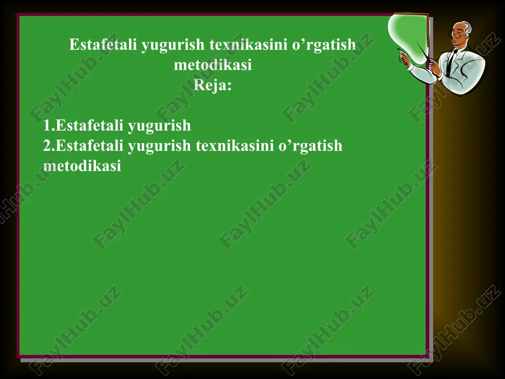 estafetali yugurish texnikasini o’rgatish metodikasi — PPT