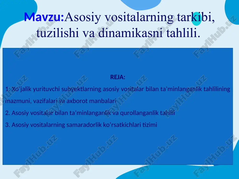 asosiy vositalar va tarkibi tahlili — PPT