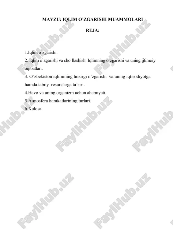 iqlim o'zgarishi muammolari — DOCX