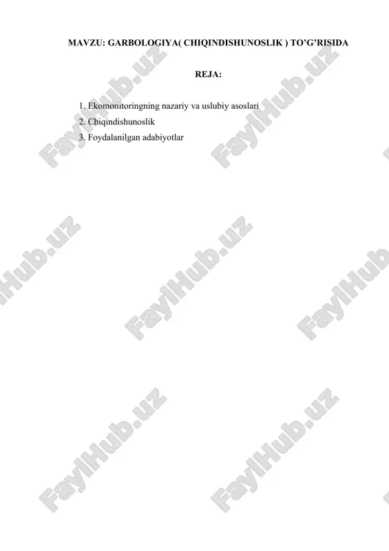 ekomonitoringning nazariy va uslubiy asoslari — DOCX